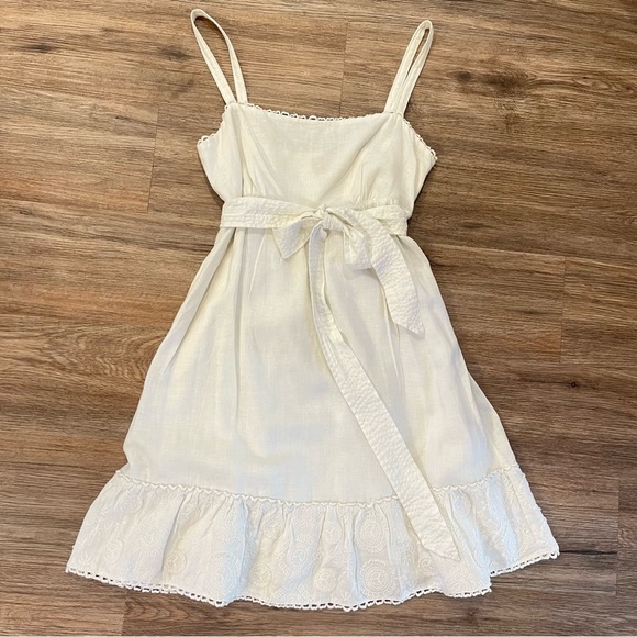 Y2K Juicy Couture Baby Doll Dress Women’s 10 White Linen Boho Cottagecore - Picture 1 of 8